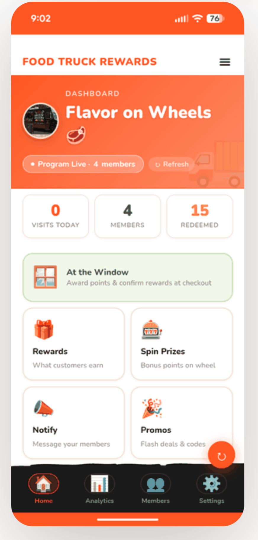 Food Truck Rewards analytics